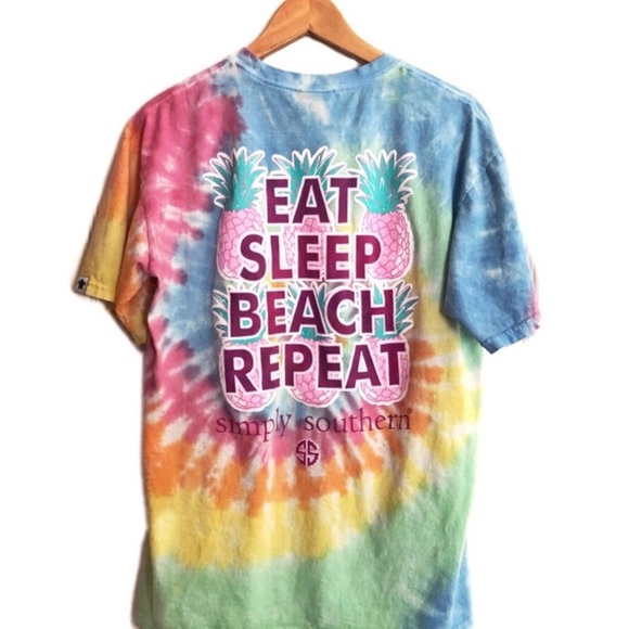 NWT! Simply Southern Large Tie Dye Eat Sleep Beach - Picture 3 of 8